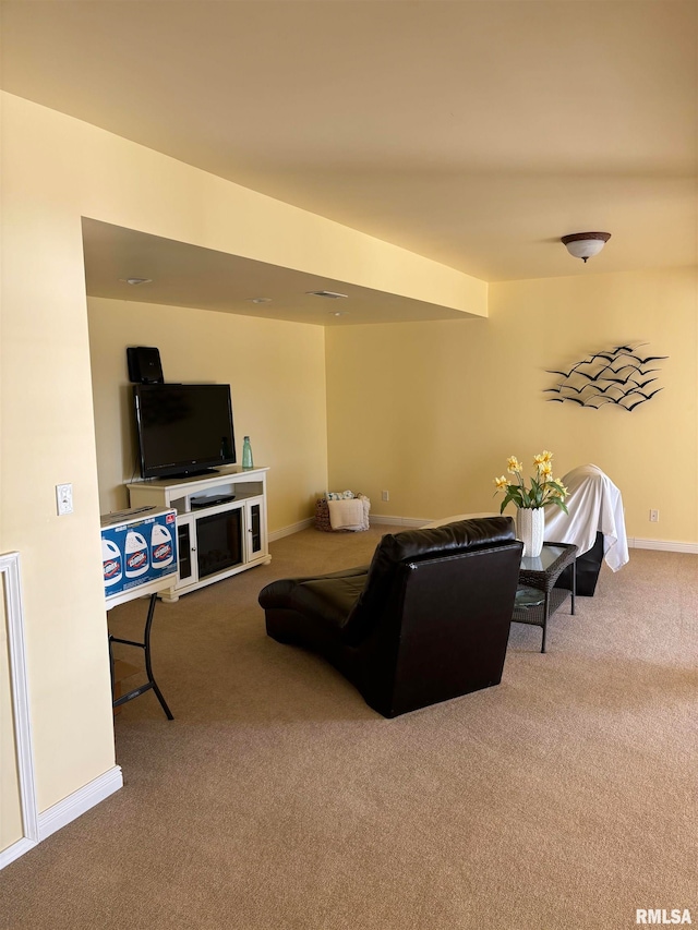 living room featuring carpet flooring