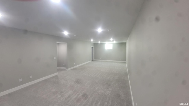 basement featuring carpet