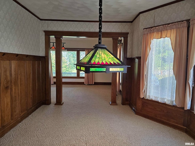 recreation room featuring a healthy amount of sunlight and light colored carpet