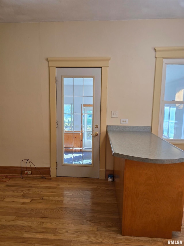 entryway with a healthy amount of sunlight and dark wood-type flooring