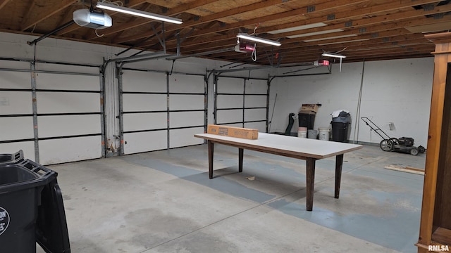 garage with a garage door opener