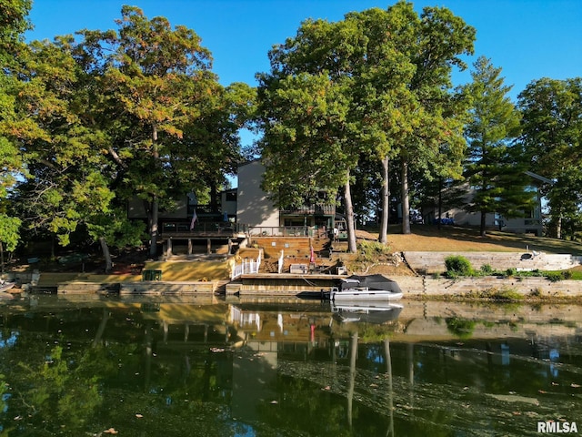 view of community featuring a water view