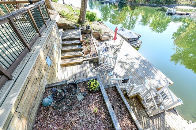 view of dock featuring a water view