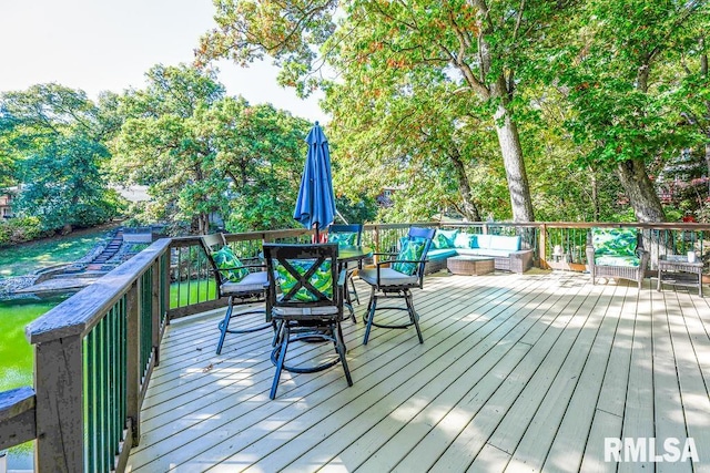 deck featuring an outdoor living space