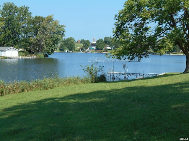 water view with a boat dock