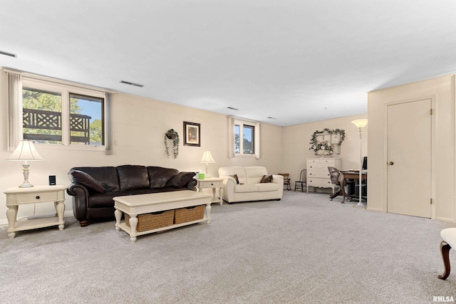 living room featuring carpet floors