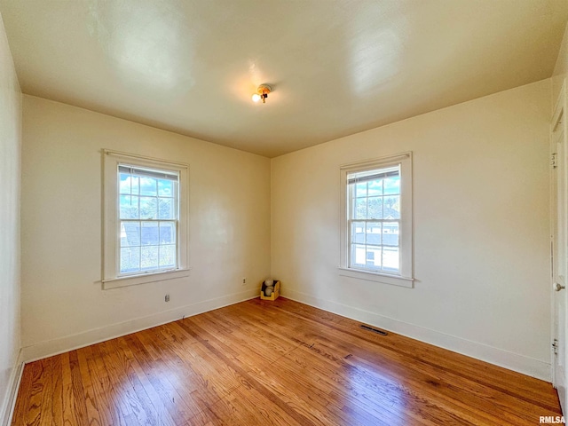 empty room with light wood-type flooring and a wealth of natural light