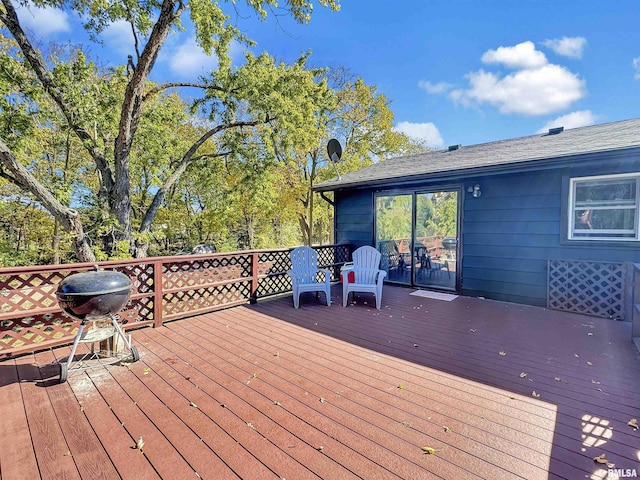 deck featuring area for grilling