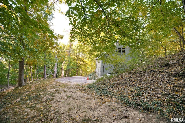 view of yard featuring a garage