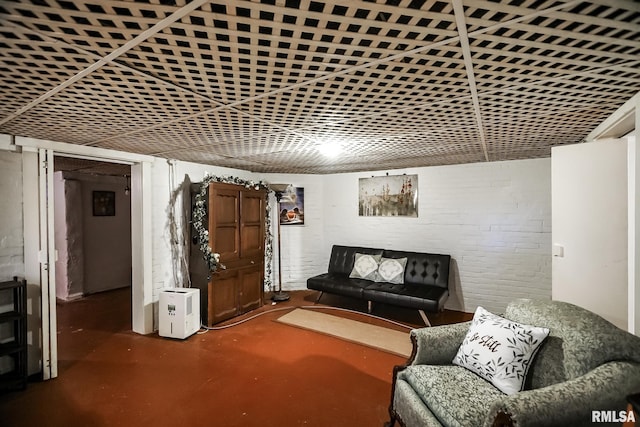 living room with concrete flooring