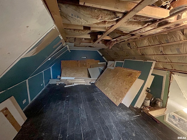 view of unfinished attic