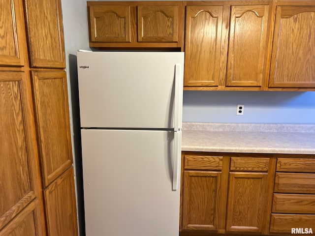 kitchen with white fridge