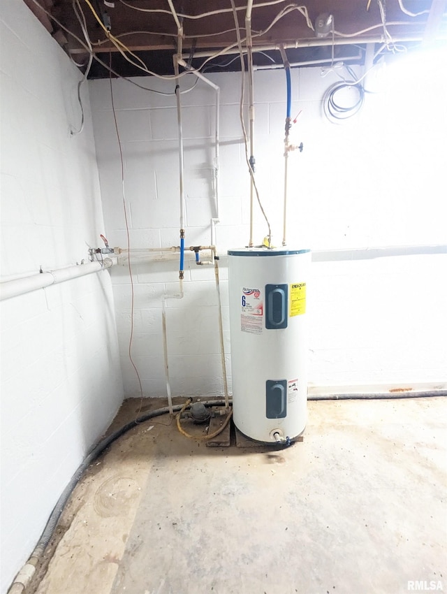 utility room featuring electric water heater