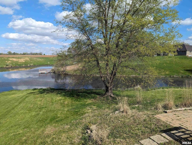 view of water feature with a boat dock