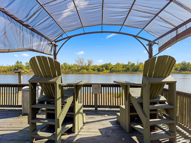 view of dock featuring a water view