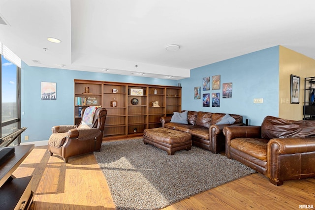 living room with light wood-type flooring