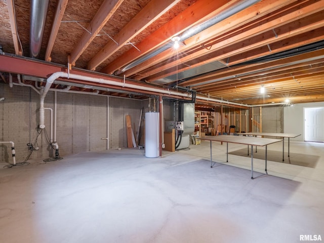 basement with gas water heater