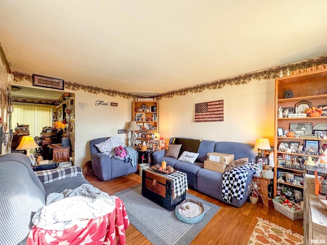 living room with hardwood / wood-style floors