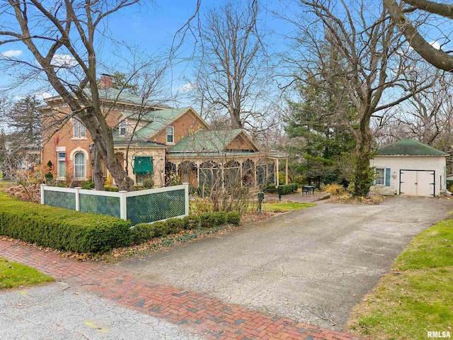 exterior space with a garage