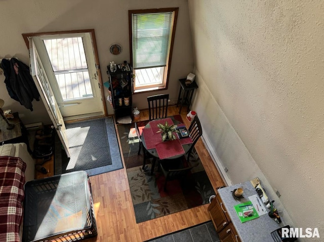 dining space featuring wood finished floors