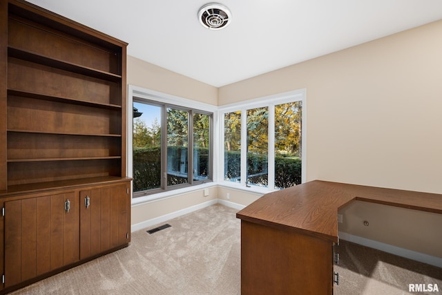 view of carpeted office space