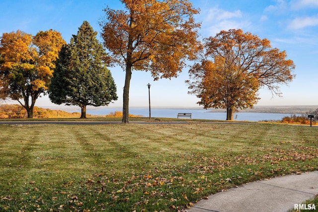 view of yard featuring a water view