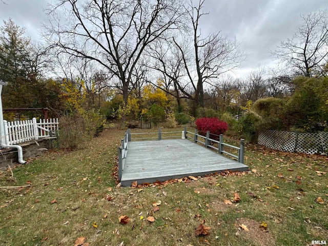 view of yard with a wooden deck