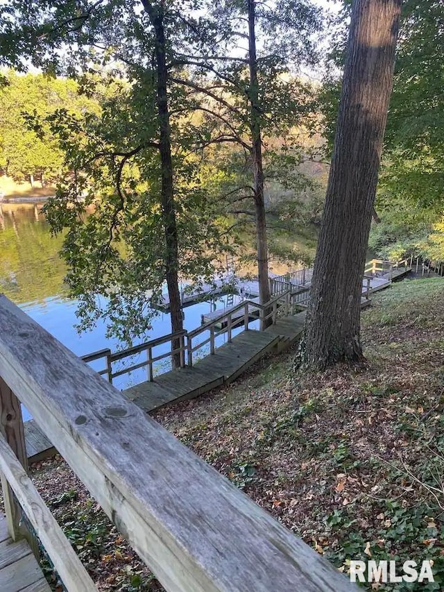 exterior space featuring a water view