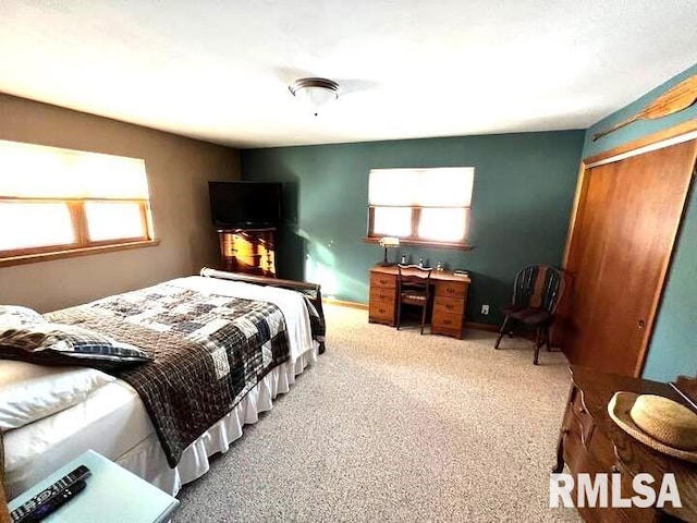 bedroom featuring carpet