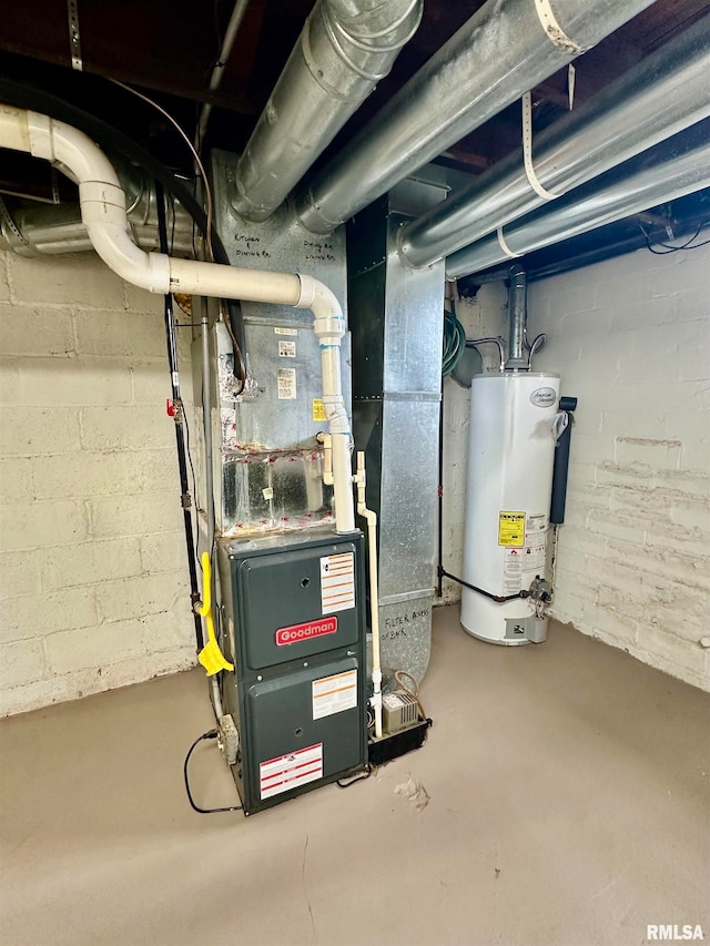 utilities with water heater and heating unit