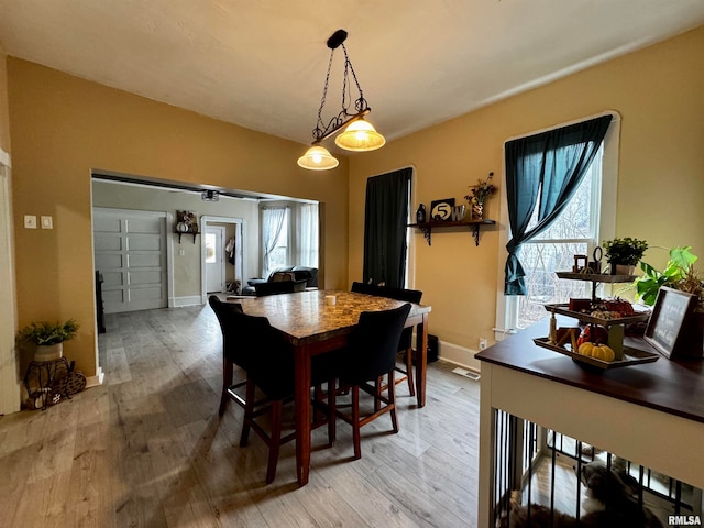 dining room with light hardwood / wood-style flooring