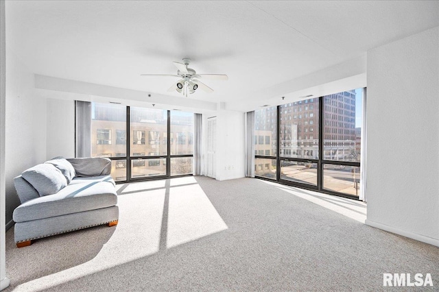 123 SW Jefferson Ave Unit E3S, Peoria, IL 61602 - living room featuring ceiling fan and carpet floors