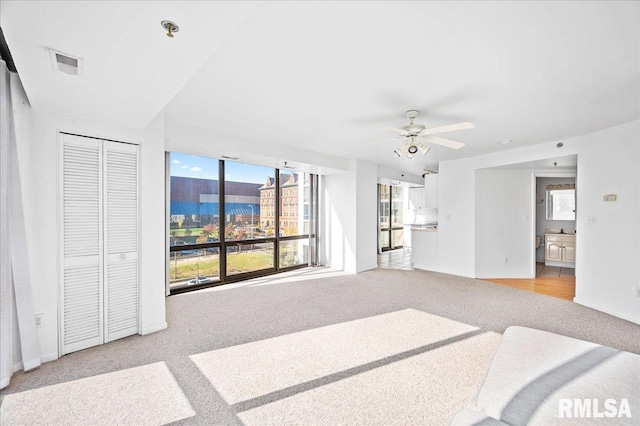 123 SW Jefferson Ave Unit E3S, Peoria, IL 61602 - unfurnished bedroom with light colored carpet, baseboards, and a ceiling fan