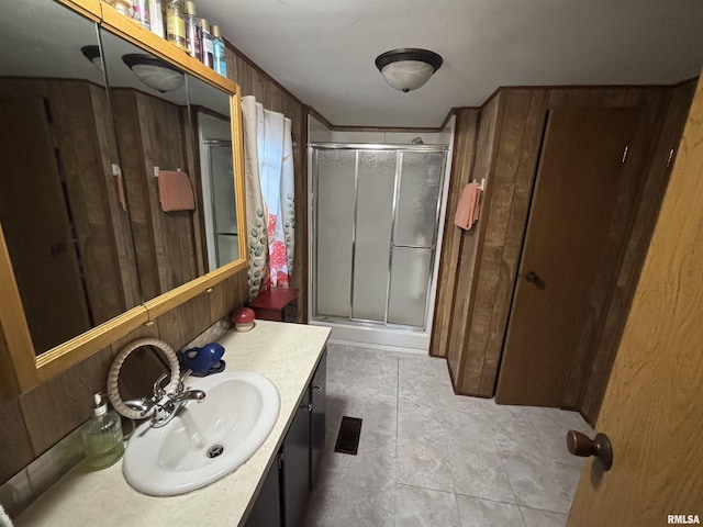 300 W Bobbi Ln, Vermont, IL 61484 - full bath with a shower stall, vanity, and wooden walls