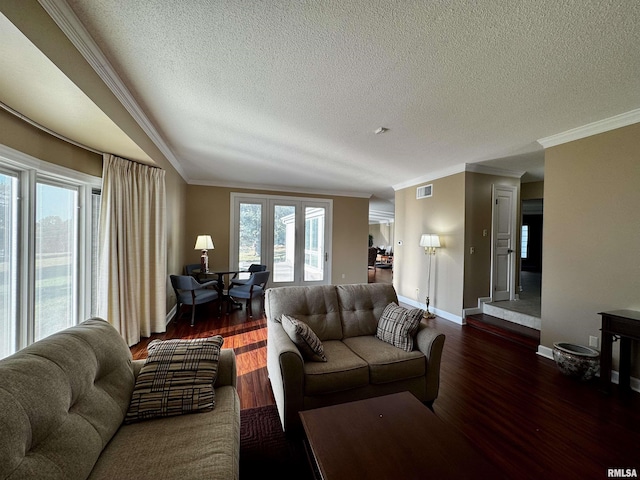 2001 Wigwam Hollow Rd, Macomb, IL 61455 - living area featuring ornamental molding, wood finished floors, and a textured ceiling