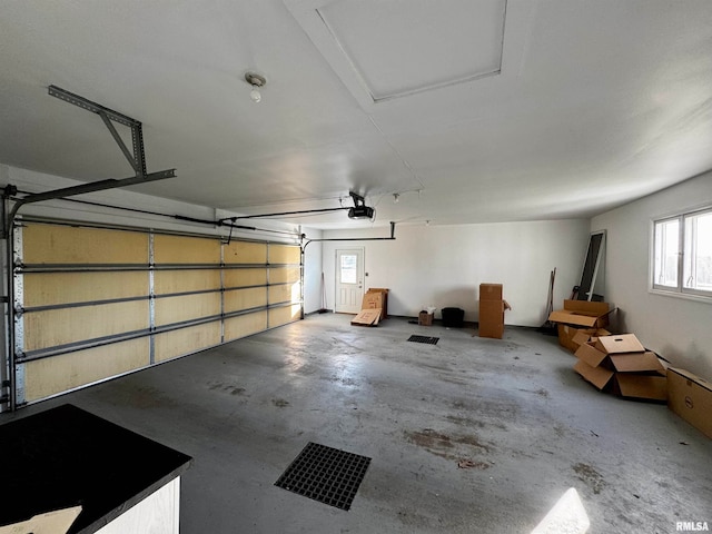 garage with a garage door opener