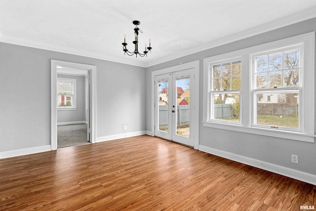 interior space featuring light hardwood / wood-style flooring, a healthy amount of sunlight, and french doors