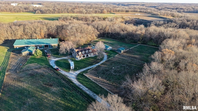 aerial view with a rural view