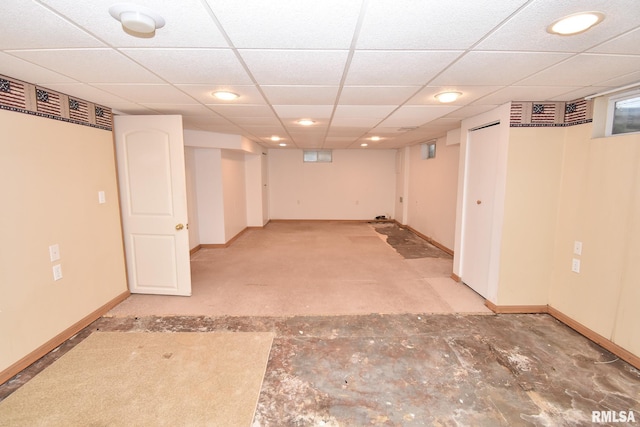 basement with a drop ceiling