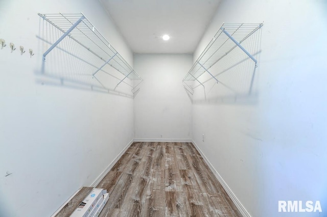 spacious closet featuring hardwood / wood-style floors