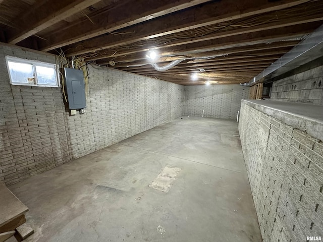 basement with electric panel