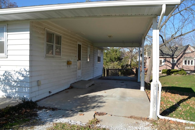 view of patio / terrace with a carport