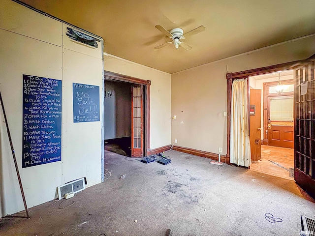 spare room with ceiling fan