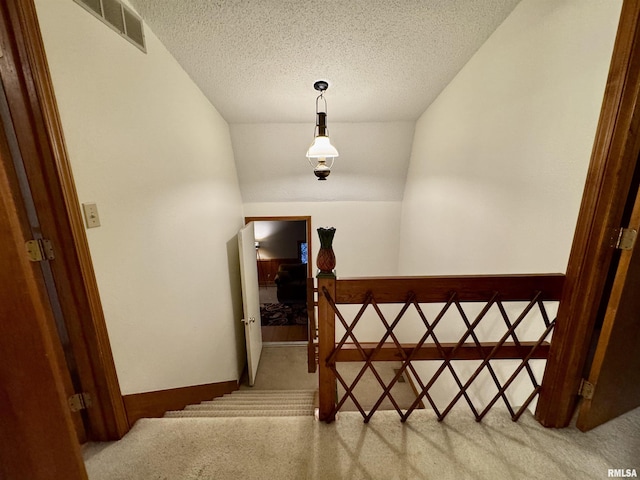 10110 E 850th St, Colchester, IL 62326 - stairway with carpet and a textured ceiling