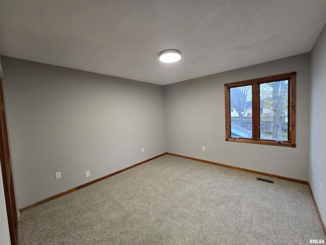 spare room with carpet and a textured ceiling