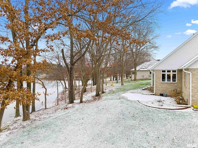 view of yard covered in snow