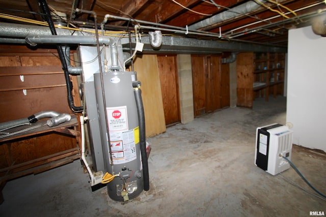 basement with gas water heater