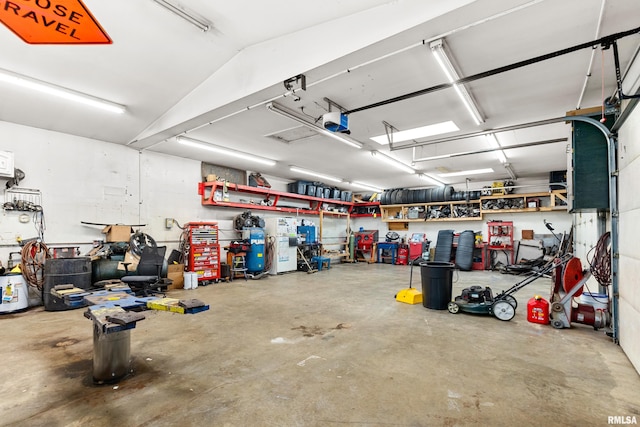 garage with a garage door opener