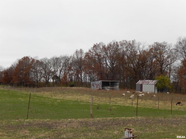 1200 E 200th St, Plymouth, IL 62367 - view of yard featuring a carport, an outbuilding, and a rural view