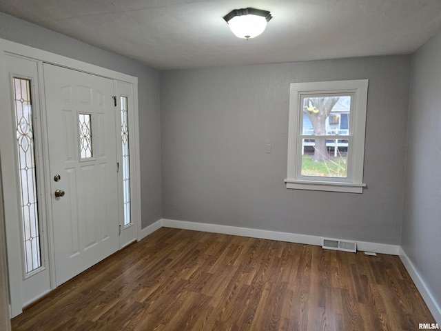 entrance foyer featuring dark wood-type flooring